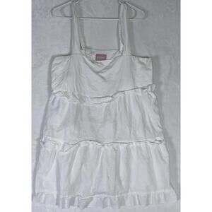 Show Me Your Mumu White Cotton Mini Dress Ruffle Made In USA Large L  Strappy